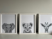 Baby safari animal prints with frames
