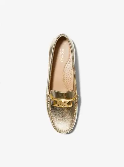 Gold Camila moccasin s.10. New  with a box.