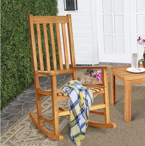 Outdoor Acacia Wood Rocking Chair – Porch Patio Rocker, Ergonomi in Patio & Garden Furniture in Cambridge - Image 4