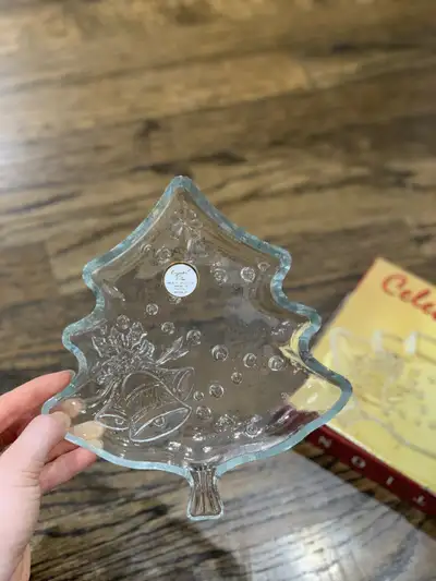 New Clear Glass Christmas Tree Plates Set of 2, View more