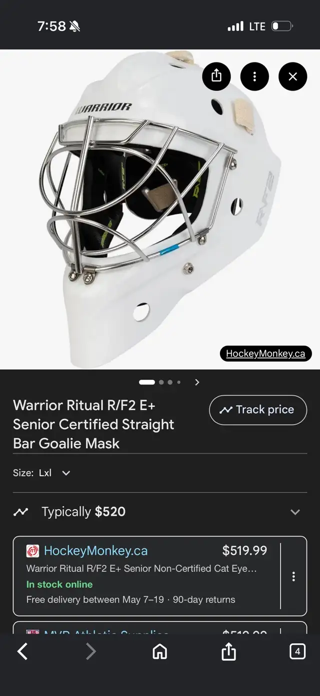 Warrior RF2 E+ Goalie helmet in Hockey in Ottawa - Image 6