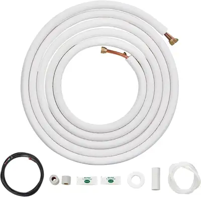 VEVOR 25FT Mini Split Line Set, 1/4" & 1/2" O.D Copper Pipes Tubing and Triple-Layer Insulation, for...