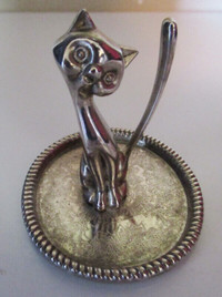 Vintage Silver Plated Cat Ring Holder