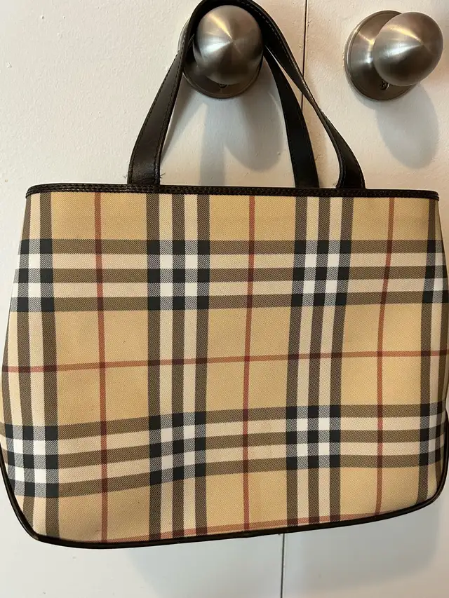 Burberry Nova Check Hand Bag PVC Leather Beige Dark Brown $175 in Women's - Bags & Wallets in Oakville / Halton Region - Image 3