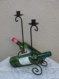 Wine Display and Candlesticks Wrought Iron Unit