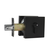 Square Design Door Deadbolt with Single Cylinder Lock Black Fini
