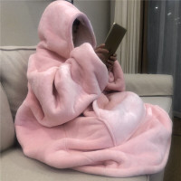 Winter Warm TV Sofa Blanket with Sleeves Fleece Pocket Hooded We