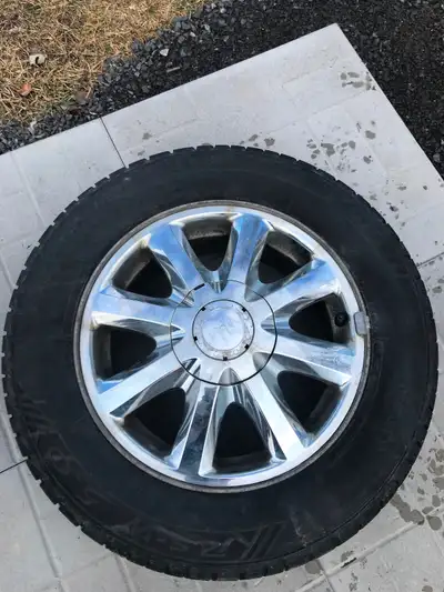 225/60R16 with 5 bolt GM or Chevy chromed rims