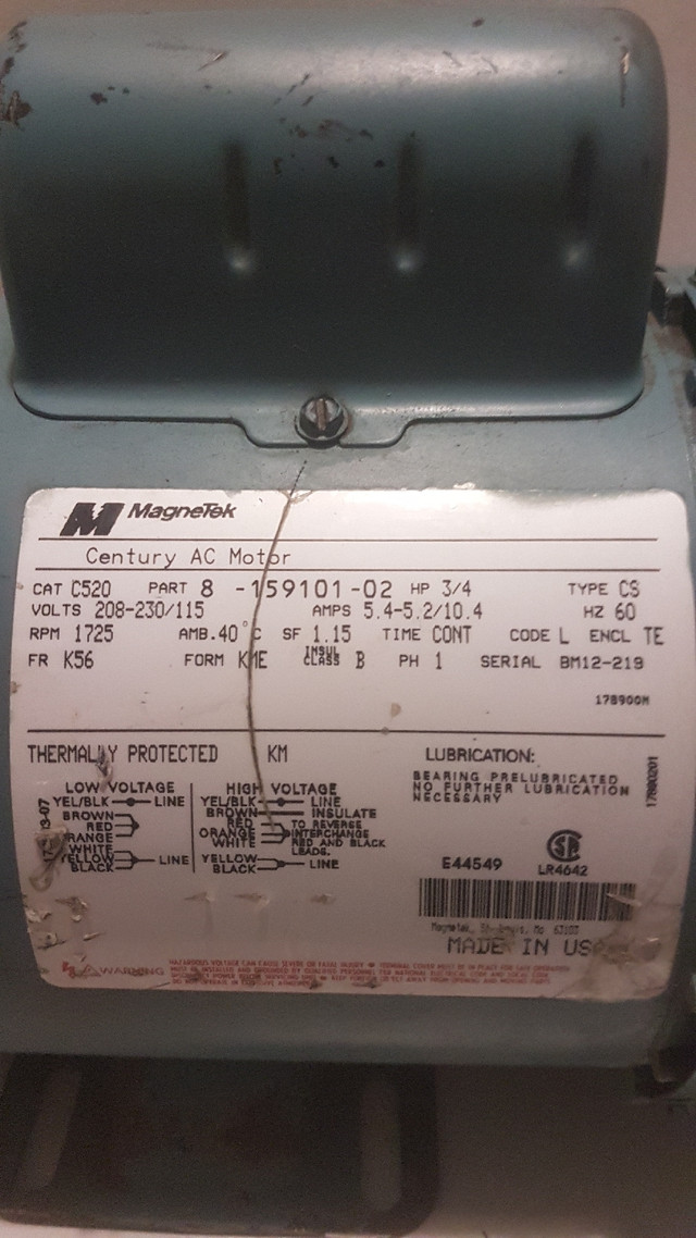 ELECTRIC MOTORS  3/4HP TEFC 1PH DUAL VOLT in Other Business & Industrial in Windsor Region - Image 2