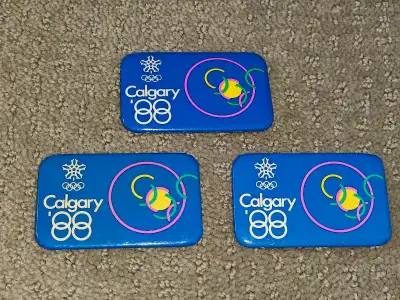 Set of 3 Calgary 1988 XV Olympic Winter Games Button Pinback Pin, View more