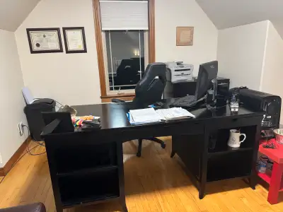 Four piece solid wood office set in excellent condition. Paid $15,000 new.