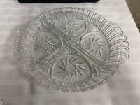 Crystal 10" Vintage Relish Tray with Side Handles
