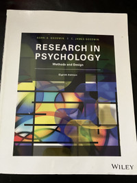 Research in Psychology: Methods and Design 8th Edition for Sale