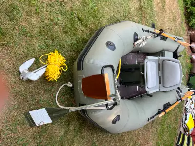 Can be sold separately Zodiac hunter fisher and 15 HP Honda short shaft. Many accessories including...