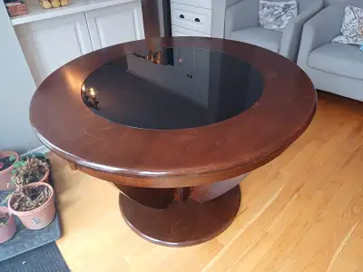 Round  table  with glass top for sale, View more