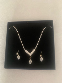 Sparkling Necklace and Peirced Earrings 