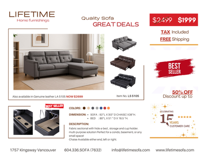 Condo Size Sofa Bed with High Back and Storage, View more