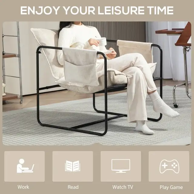 Modern Accent Chair, Upholstered Armchair with Side Pockets and  in Chairs & Recliners in Markham / York Region - Image 7