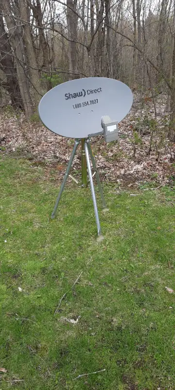 Shaw satellite dish with quad LNB, with or without tripod., View more