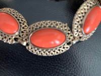 Vintage Jewelery Set - circa 50’- 70’s - large orange stones - 