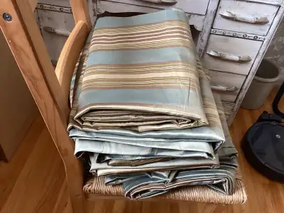 10 Pottery Barn lined curtain panels and hooks for sale. $75. These curtains are hung by hooks. 93 i...