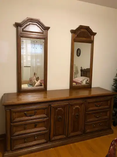 Vintage 1980’s Burlington Bedroom Dresser and Armoire , View more