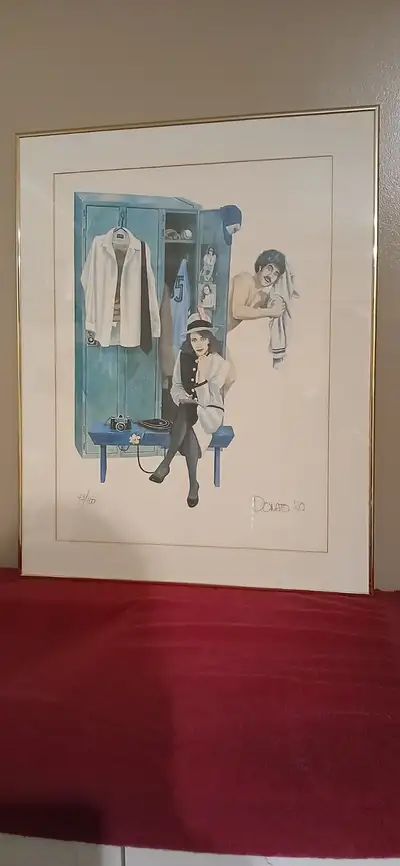 Donato Limited Edition Print ' The Locker Room ' , No. 43/100 Signed & Dated 1980 . Drawn by Andy Do...