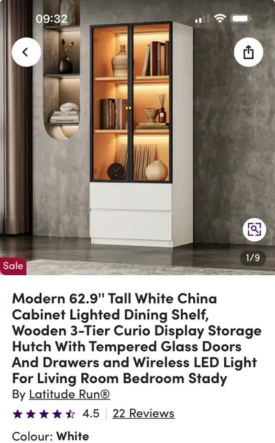 China Cabinet (Tall White), View more