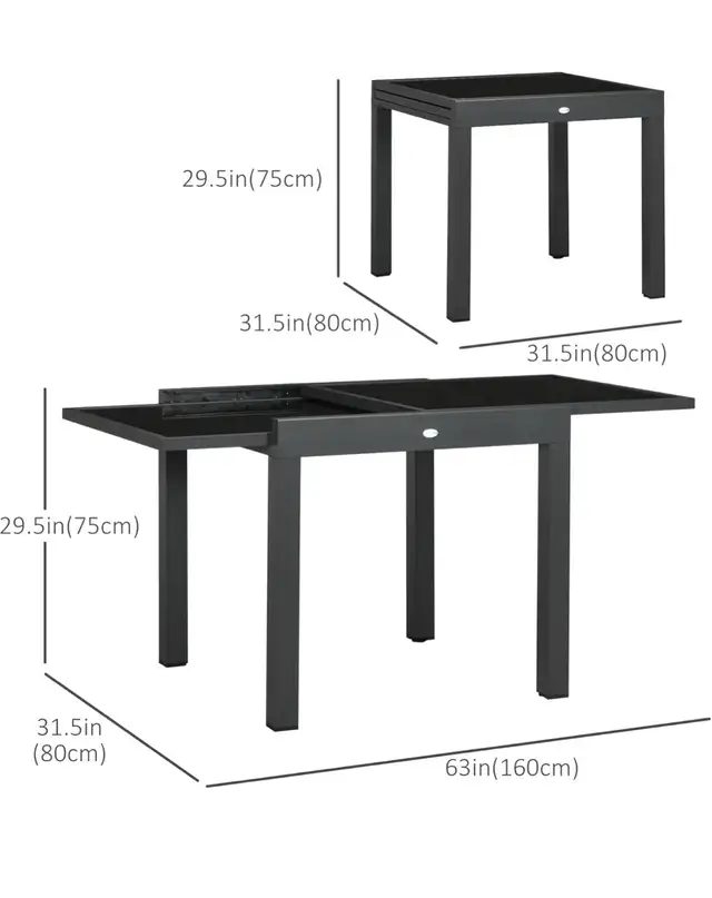 Outsunny 63" Extendable Outdoor Patio Dining Table in Patio & Garden Furniture in Hamilton - Image 5