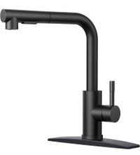 FORIOUS Kitchen Faucet, Kitchen Faucet Black with Pull Down