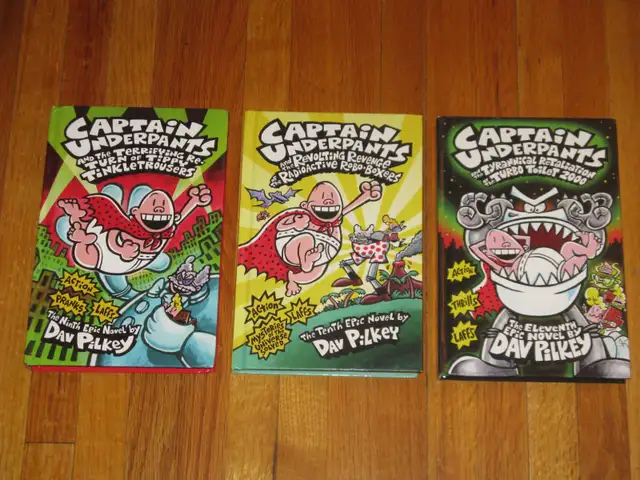 3 Captain Underpants Hardcover Books ~ Ninth, Tenth, Eleventh