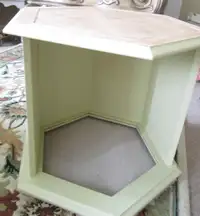 SALE 2 Refinished Hexagon End Table & Trendy Pet Bed--2 for $199