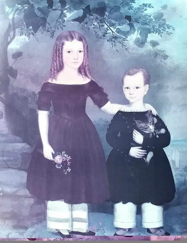 LARGE Folk Art Print 'Two Children c. 1843' By Jefferson Gauntt! in Arts & Collectibles in London - Image 11