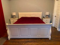 King size bed frame, night tables, lamps (mattress is free)