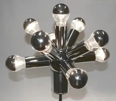 A rare original late-50's chrome Sputnik floor lamp, tested and working well, in very good condition...
