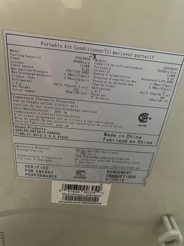 Arcticaire 9000 BTU portable Air Conditioner Heaters, Humidifiers