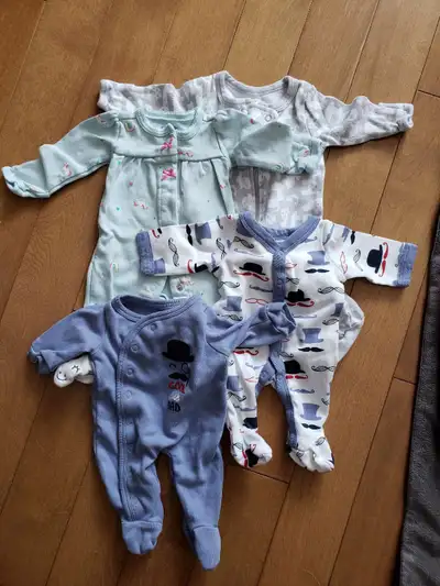 I have a small lot of preemie size sleepers. 2 boys, 1 girl and 1 neutral. Free I just hope they go...