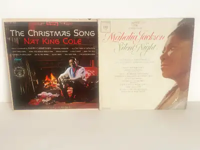 2 vintage Christmas albums with all the classic songs. Both for $10. Mahalia Jackson, Nat King Cole...