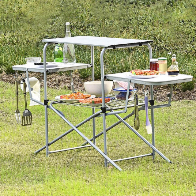 Costway Foldable Outdoor BBQ Table Grilling Stand in BBQs & Outdoor Cooking in Burnaby/New Westminster - Image 3