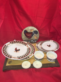 Rooster-themed table setting-11pcs
