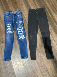 Girls jeans two pair American eagle one Zara 