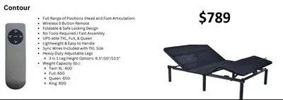 FIVE DIFFERENT LEVELS OF ADJUSTABLE BEDS STARTING AT $789!, View more