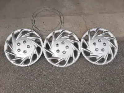 3 New 15” Decorative Hub Caps, never been used. Fits steel wheels.