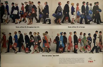 1963 TWA Airline XLarge 2-Page Original Ad , View more