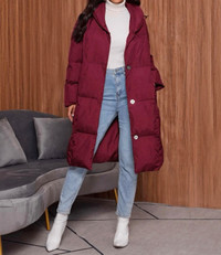 Women’s Oversized Puffer Coat In Burgundy