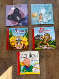 FRENCH - 5 soft cover children’s books – Caillou, Robert Munsch 