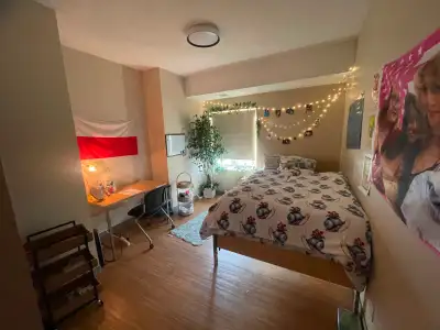 Must be a student Fully furnished private bedroom Shared bathroom Full kitchen (fridge, stove, micro...