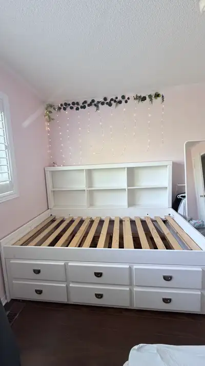 3-in-1 Twin-Sized Bed Frame with Storage and Pull-Out Bed, View more