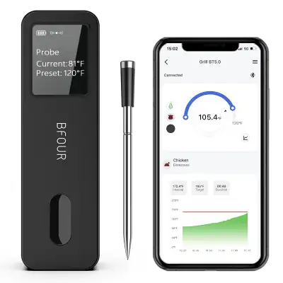 NEW Wireless Meat Thermometer BBQ with Waterproof Meat Probe, View more