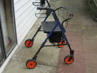 KELOWNA-SANITIZED/SERVICED PACIFIC BLUE Or RED HUGO MULTI-FIT 6 ROLLATOR WALKERS FOR SALE. SUITABLE...